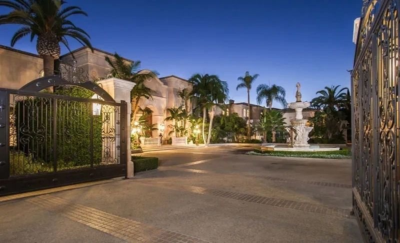 Mediterranean facade at dusk