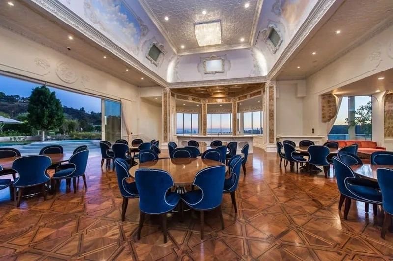 Salon under painted ceilings