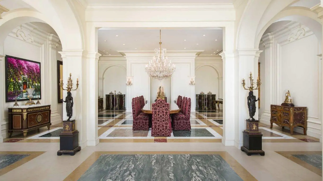 Salon under painted ceilings